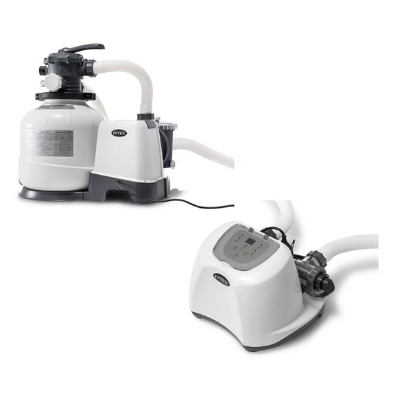 Intex 2800 GPH Pool Sand Filter Pump w/Krystal Clear Saltwater System 26669EG