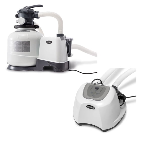 Intex 2800 GPH Pool Sand Filter Pump with Krystal Clear Saltwater System 26667EG, Clear