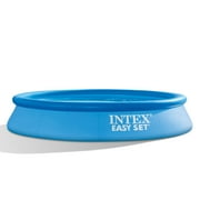 Intex 28116EH Round 10' X 2' Easy Set Inflatable Above Ground Portable Outdoor Pool for Kids and Adults, Blue