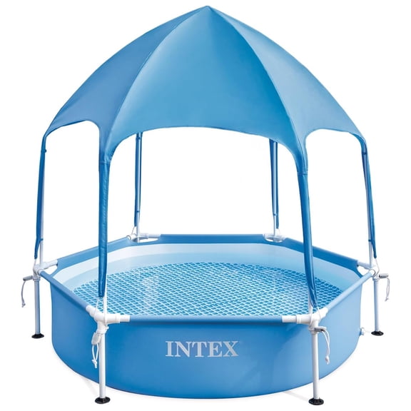 INTEX 28209EP Canopy Metal Frame Above Ground Pool: 6ft x 15in - Built-In Canopy Sprayer