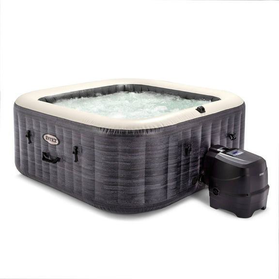 Open Box Intex PureSpa Plus Greystone Inflatable Square Hot Tub Spa, 83 x 28"