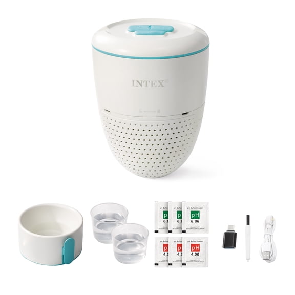 INTEX Smart Pool Water Analyzer w/ App Monitoring for Saltwater System & Sand Filter Pump