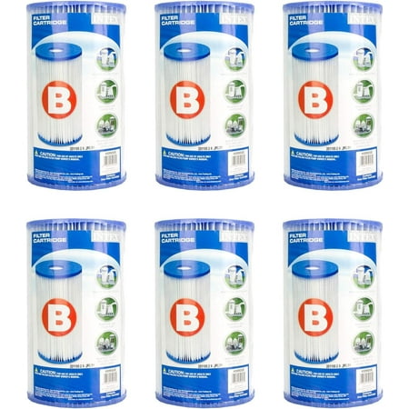 Intex 29005E Pool Easy Set Type B Replacement Filter Pump Cartridge, (6 Pack)