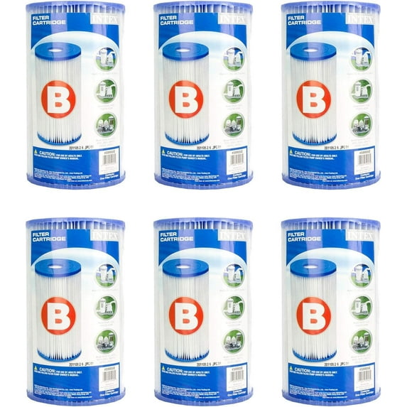 Intex 29005E Pool Easy Set Type B Replacement Filter Pump Cartridge, (6 Pack)