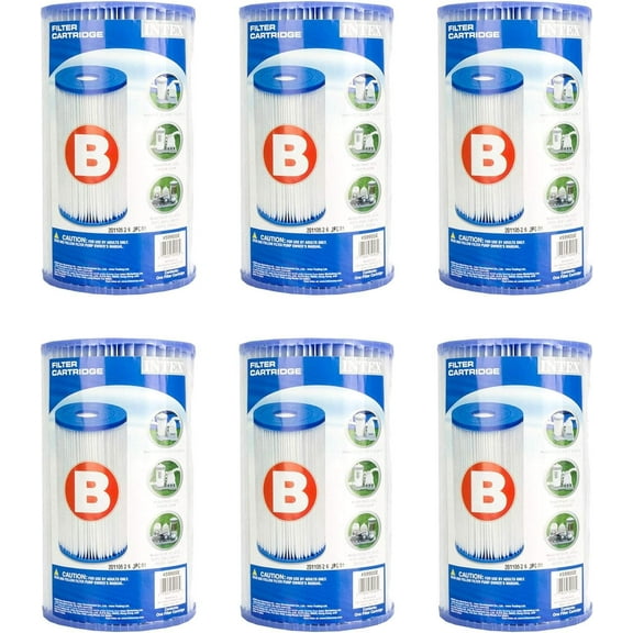 Intex 29005E Pool Easy Set Type B Replacement Filter Pump Cartridge, (6 Pack)