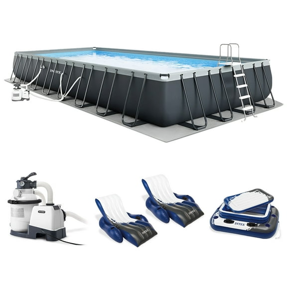 INTEX 32ft x 16ft x 52in Ultra XTR Above Ground Pool, Floats (2 Pack), & Inflatable Cooler
