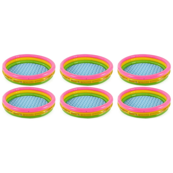 Intex 58" x 13" Inflatable Sunset Glow Backyard Kids Splash Pool, 6 Pack