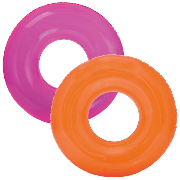 Intex 59260EP Colorful Transparent Inflatable Swimming Pool Tube Raft (2 Pack)