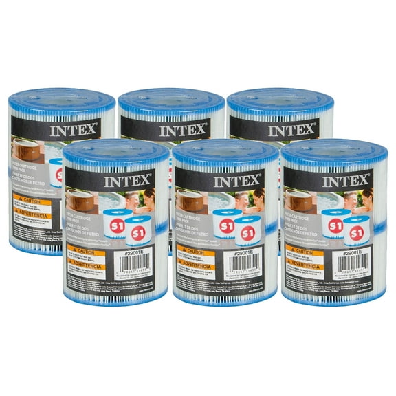 Intex 6 x 29001E B00PUZW3N2 PureSpa Type S1 Easy Set Pool Cartridges (12 Filters) | 2, Count (Pack of 1), Blue