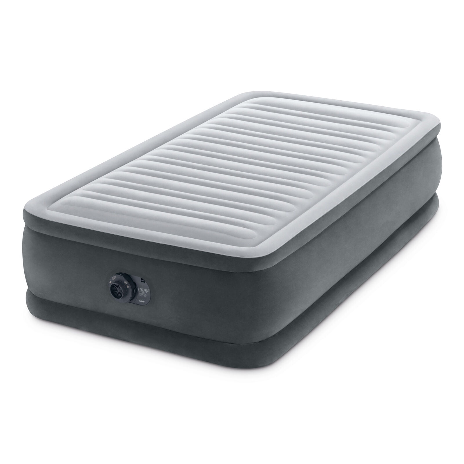 Twin Size Gray Raised Air Mattress with Built-in Pump