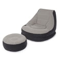 thumbnail image 1 of Intex 68564E Inflatable Ultra Lounge Chair With Cup Holder And Ottoman Set, Gray, 1 of 6