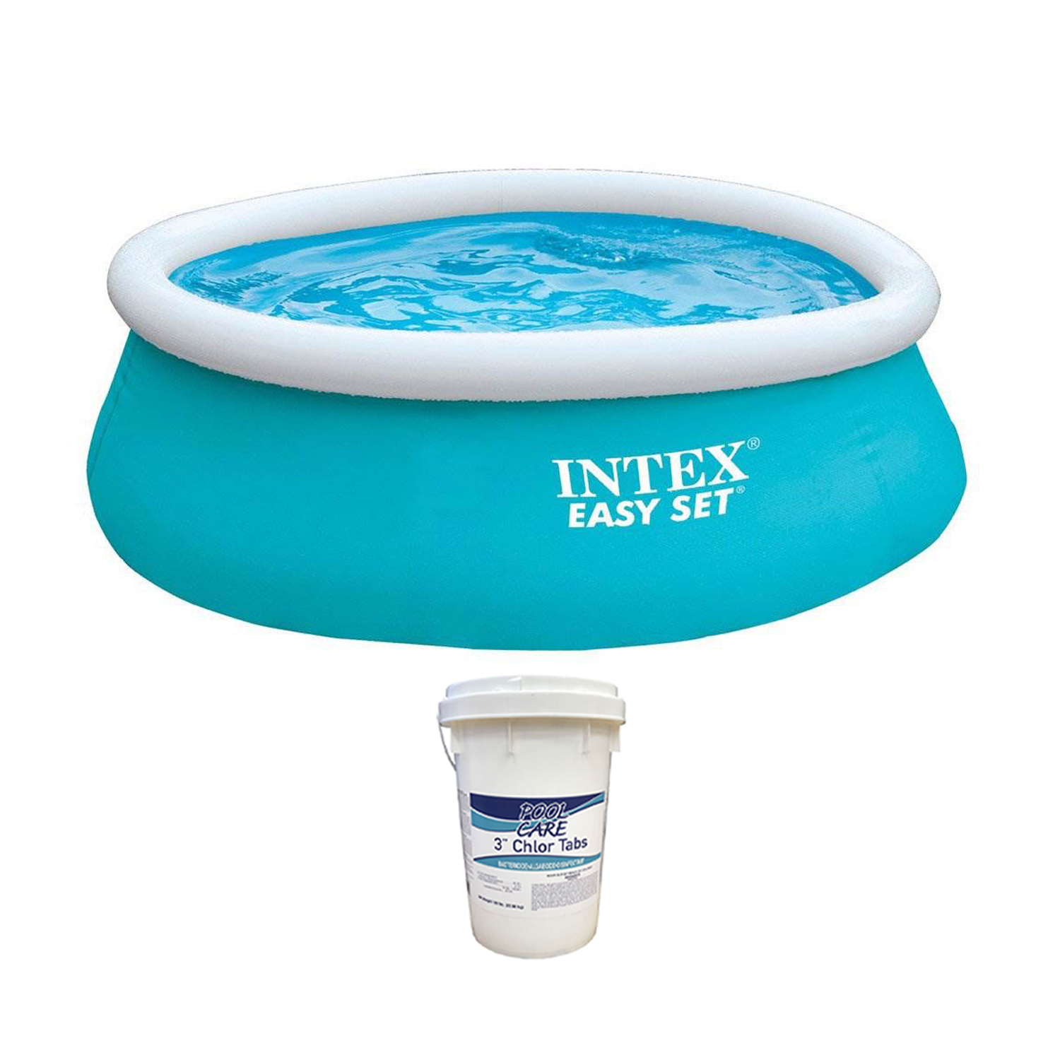 Intex 6ft x 20in Inflatable Outdoor KidsSwimming Pool & Chlorine Tabs