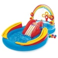 thumbnail image 1 of Intex 9.75 x 6.3 Ft Rainbow Slide Inflatable Pool Water Slide Ring Center, 1 of 12
