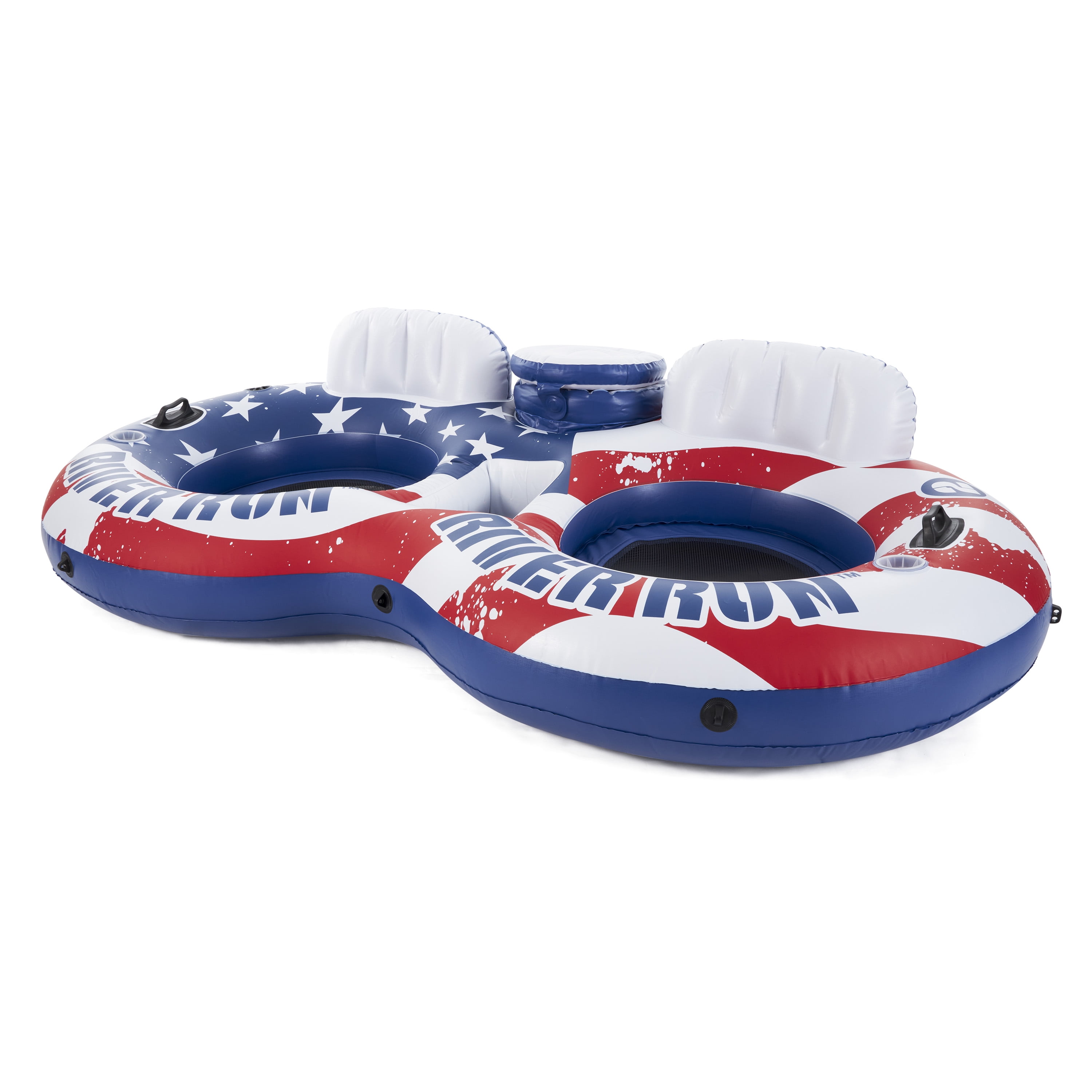 Intex American Flag Inflatable 2 Person Pool Tube Float with Cooler (Used)