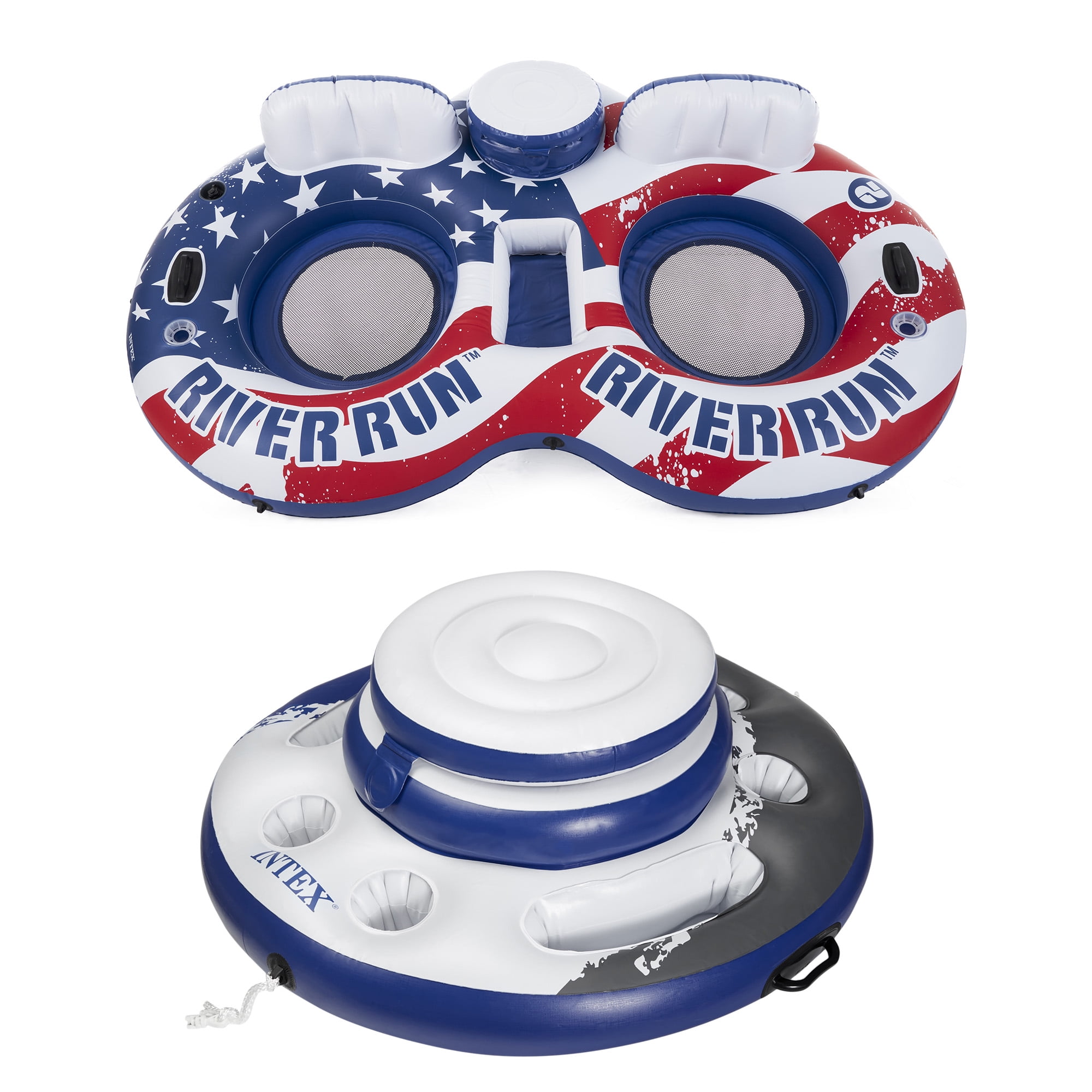 Intex American Flag Inflatable Float & Intex Inflatable Beverage Cooler Float