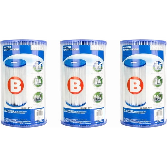Intex B00LCIR3VS Pool Easy Set Type B Replacement Filter Pump Cartridge (3 Pack), 1 Pack, White