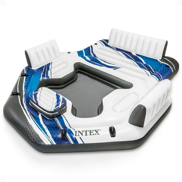 Intex Blue Tropic Inflatable Lake Island Float with Cooler and Cupholders