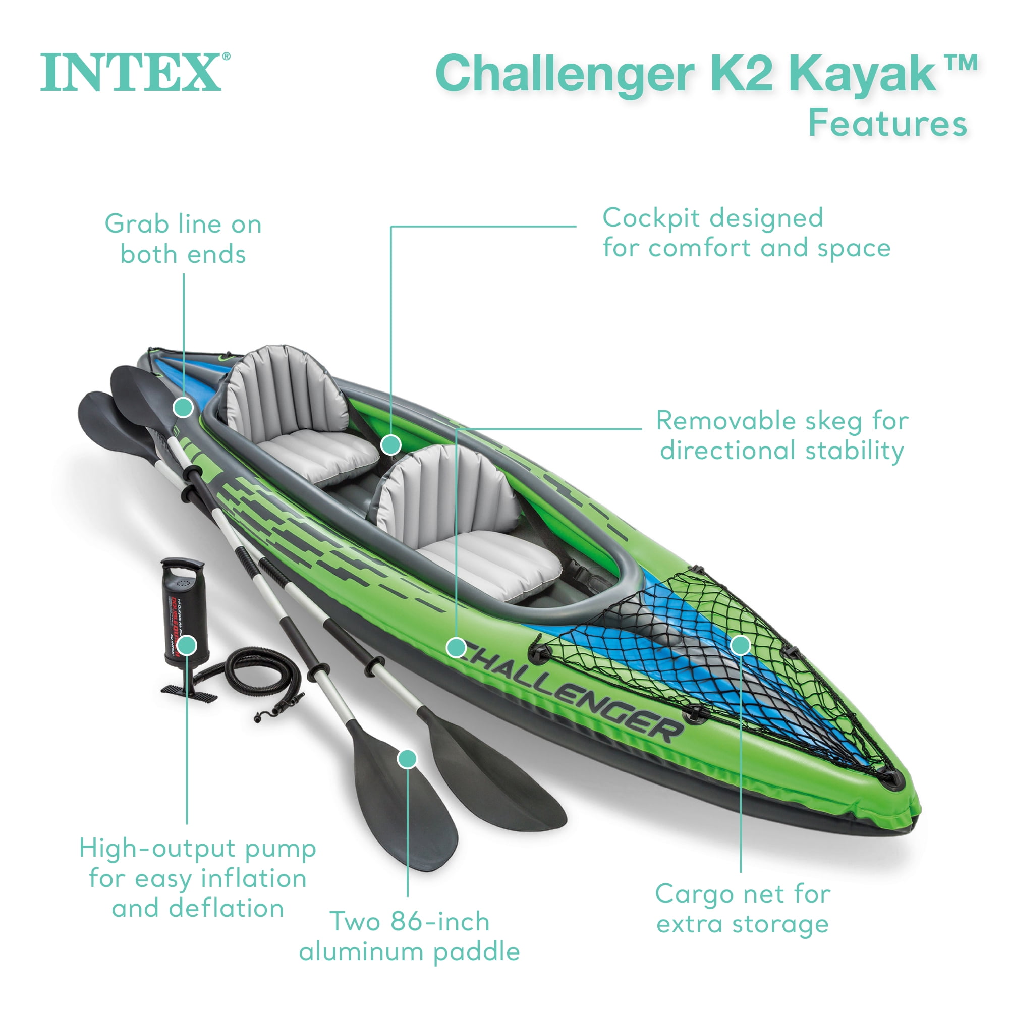 Intex Challenger K2 2-Person Inflatable Kayak with Oars