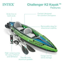 Intex Challenger K2 2-Person Inflatable Kayak and Accessory Kit Oars & Pump