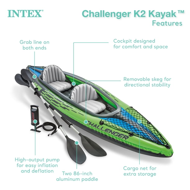 Intex Challenger K2 2-Person Inflatable Kayak with Oars & Pump