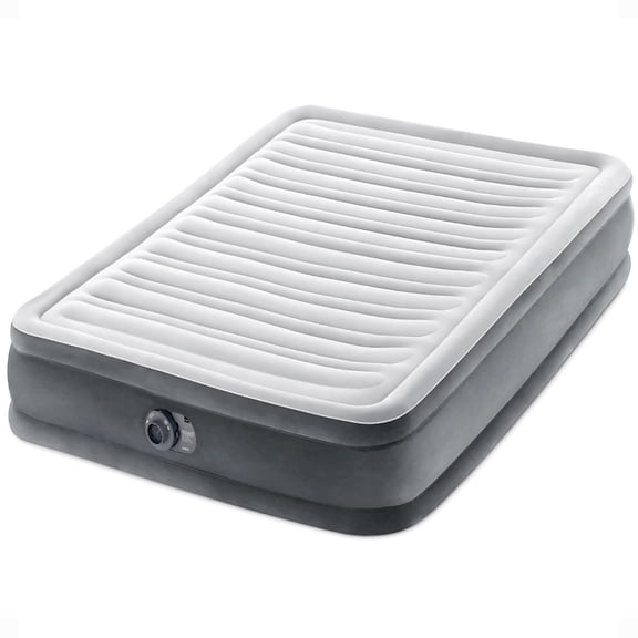 Open Box Intex Comfort Deluxe Plush Air Mattress Bed with Built-In Pump, Full