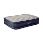 Intex Deluxe Pillow Rest Raised Blow Up Air Bed Mattress w/ Built In Pump, Queen