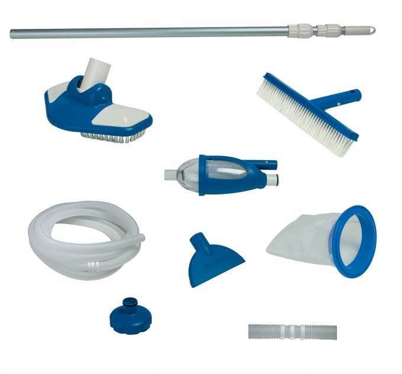 Deluxe Pool Cleaning Kit with Telescoping Aluminum Shaft and Attachments