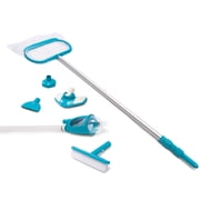 Intex Deluxe Pool Cleaning Maintenance Kit - 28003E, Vacuum Sucks Debris, Mesh Skimmer Net, 110 Telescoping Aluminum Shaft, Included Wall Brush Attachment, Pool Accessory