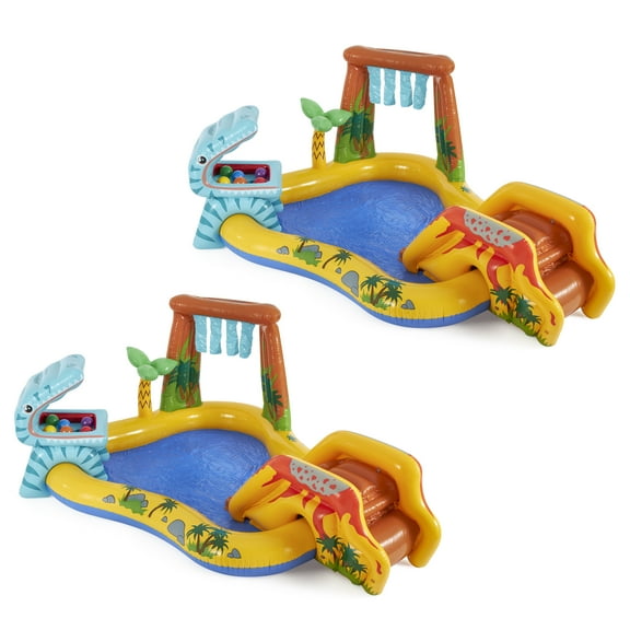 Open Box Intex Dinosaur Play Center Inflatable Set Swimming Pool (2 Pack)