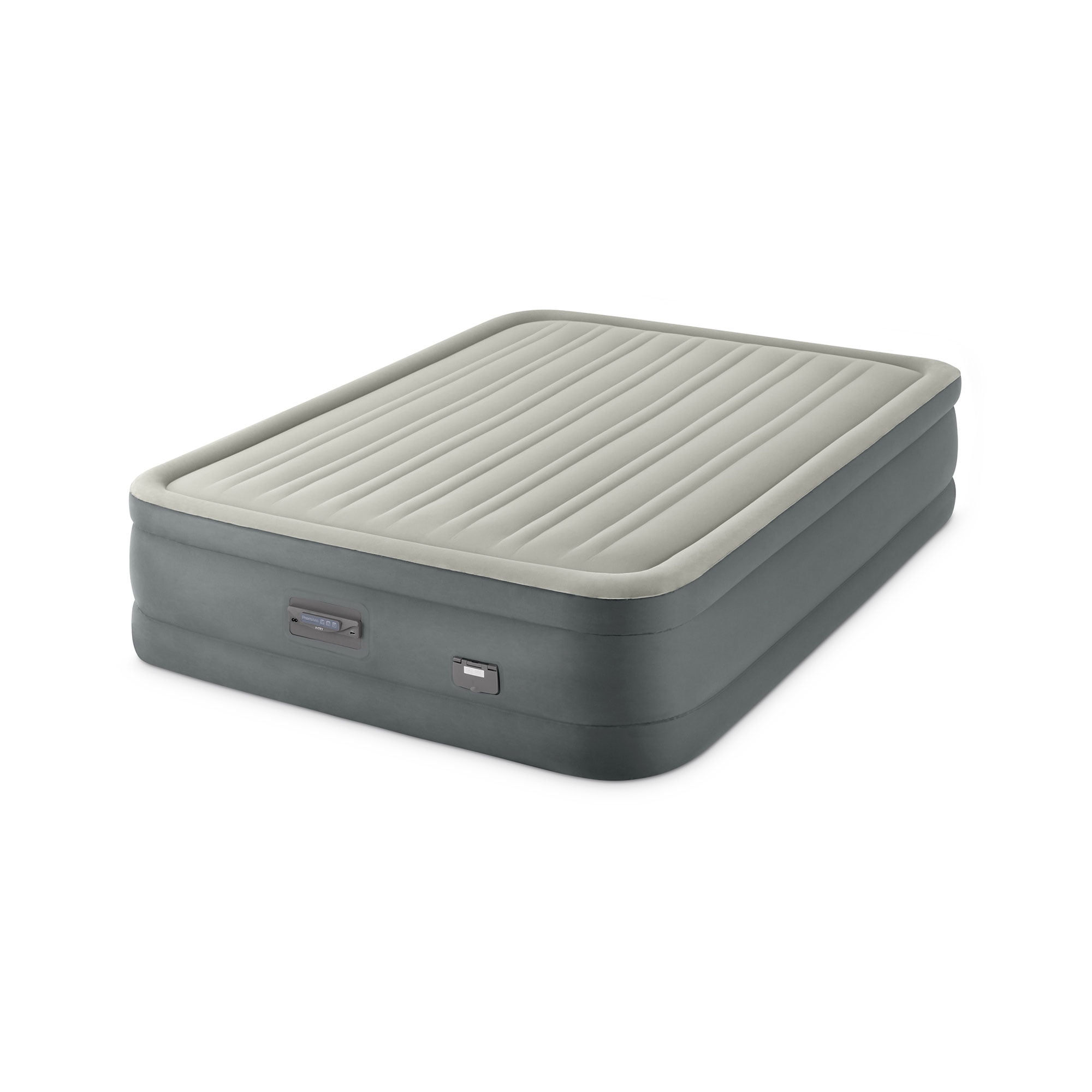 Queen Raised Gray Air Mattress with Built-In Pump