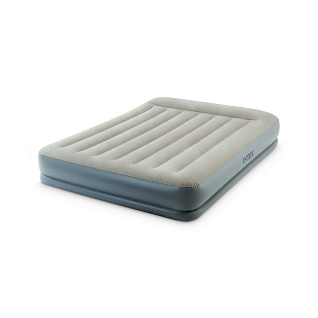 Intex Dura-Beam 12 inch Pillow Rest Mid-Rise Air Bed Mattress with Built-in Pump, Queen