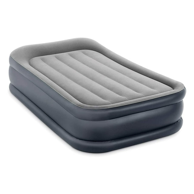Intex Dura Beam Deluxe Pillow Raised Air Mattress Bed w/ Built In Pump Twin