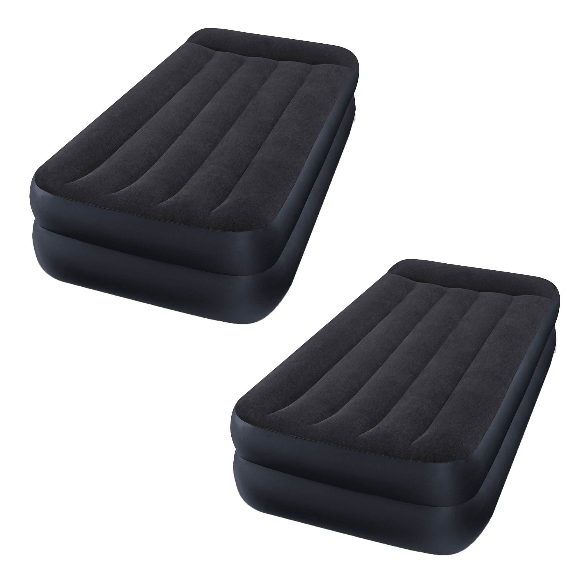 Intex Dura Beam Pillow Rest Air Bed w/ Fiber Tech Built In Pump, Twin
