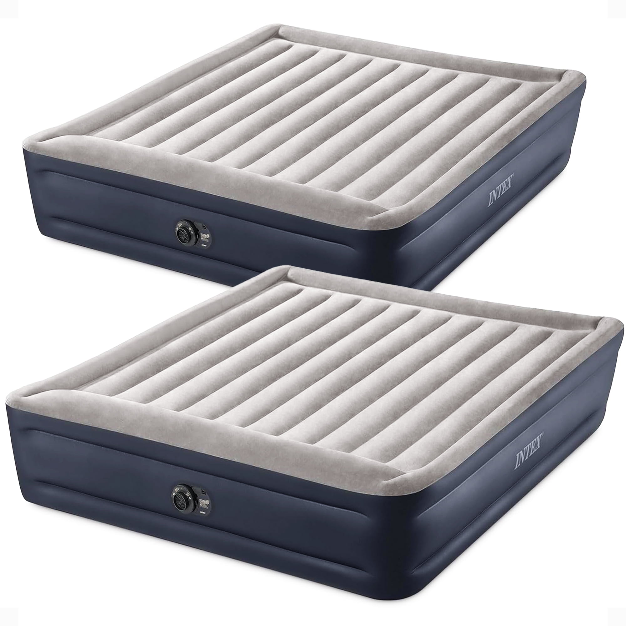 Intex Dura Beam Plus Deluxe Airbed King 2 Pack with Built-In Pump