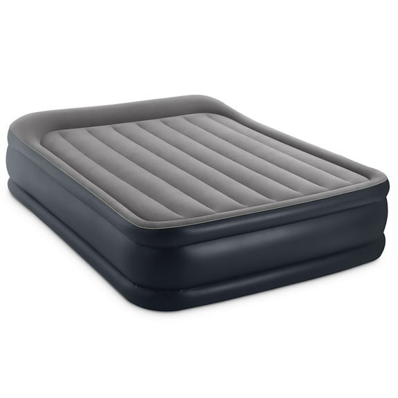 Intex: Dura-Beam: Plus Deluxe Pillow Rest Airbed - Queen - 16.5" Inflatable Air Mattress, Built-In Pump, Fiber-Tech, Carry Bag, 600lb Cap, 64135ED