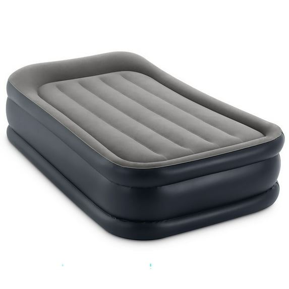 Intex: Dura-Beam: Plus Deluxe Pillow Rest Airbed - Twin - 16.5" Inflatable Air Mattress, Built-In Pump, Fiber-Tech, Carry Bag, 300lb Cap, 64131ED