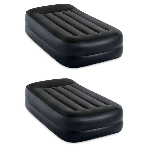 Intex Dura Beam Plus Pillow Raised Airbed Mattress w/ Pump, Twin(2 Pack)