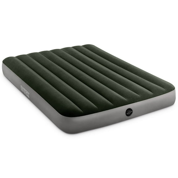 Intex: Dura-Beam: Prestige Downy Airbed - Full - Green, 10" Inflatable Air Mattress, Fiber-Tech, Velvety Surface, Indoor-Outdoor, 600lb Cap, 64108E