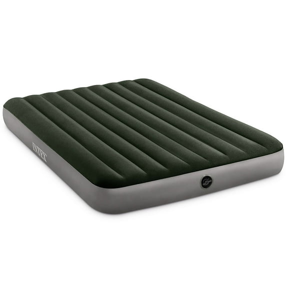 Intex: Dura-Beam: Prestige Downy Airbed - Queen - Green, 10" Inflatable Air Mattress, Fiber-Tech, Velvety Surface, Indoor-Outdoor, 600lb Cap, 64109E
