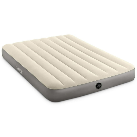 Intex: Dura-Beam: Standard Airbed - Full - 10" Inflatable Air Mattress, Single-High, Fiber-Tech, Velvety Surface, Indoor-Outdoor 600lb Cap, 64102E