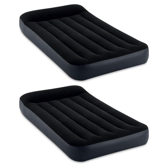 Intex Dura Pillow Rest Classic Blow Up Air Mattress w/Pump, Twin (2 Pack)
