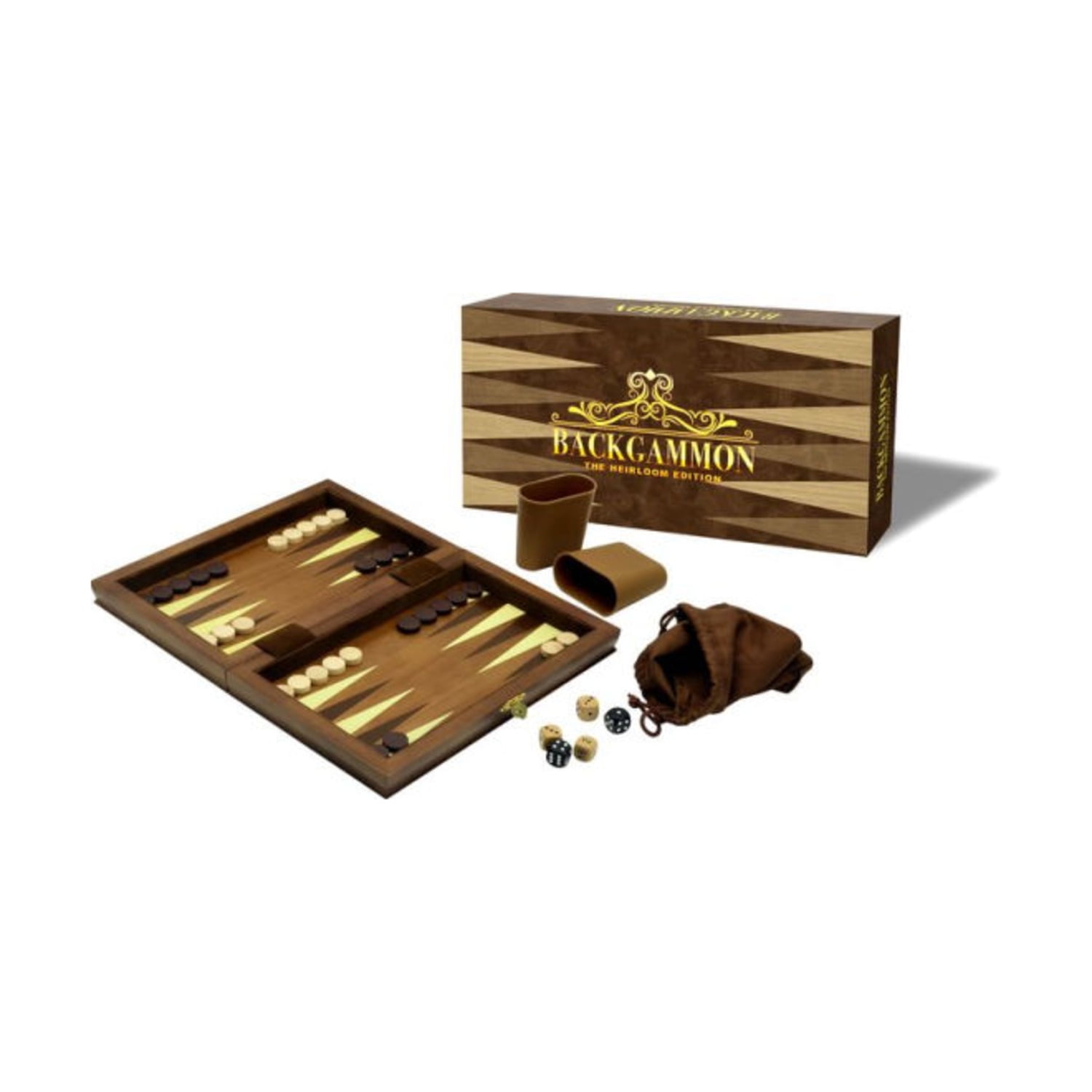 Heirloom Solid Wood Folding Backgammon Set with Veneered Board