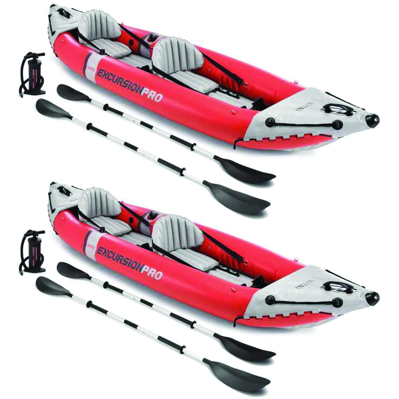 Intex Excursion Pro Inflatable Adults Boat, 2 Person Vinyl Kayak w