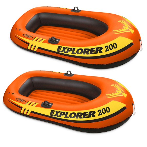 Intex Explorer 200 2 Person Youth PVC Raft for Fishing & Rafting (2 Pack)