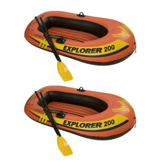 Intex Explorer 200 Inflatable 2 Person River Boat Raft w/ Oars & Pump (2 Pack)
