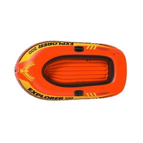 INTEX 58330EP Explorer 200 Inflatable Boat: Dual Air Chambers Welded Oar Locks Grab Rope 2-Person 210lb Weight Capacity