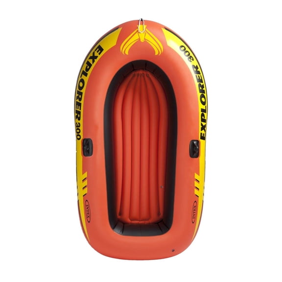 Open Box Intex Explorer 300 Compact Inflatable Three Person Raft Boat (2 Pack)