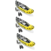 Intex Explorer K2 2 Person Inflatable Kayak Set and Air Pump, Yellow 3 Pack