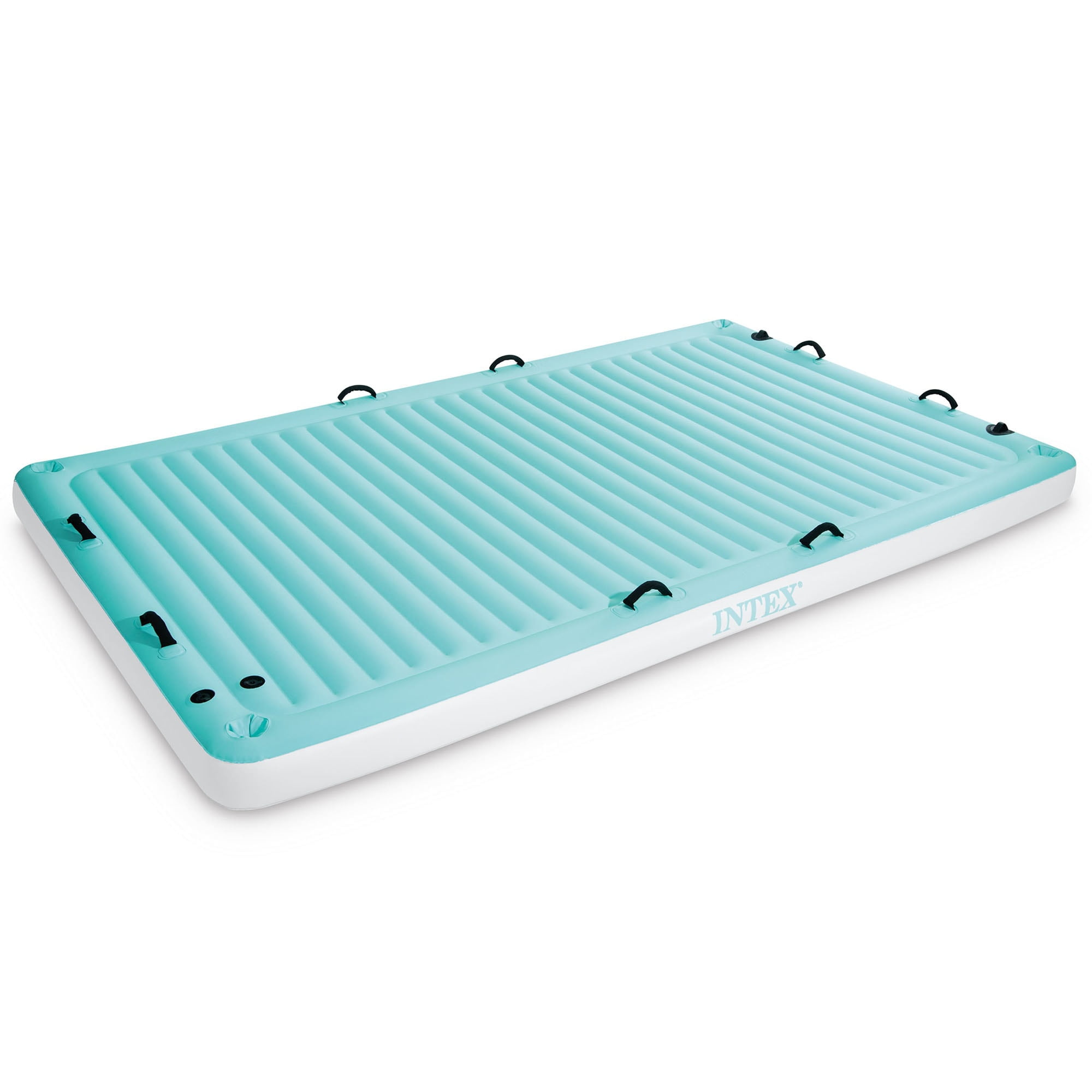 Teal and White Inflatable Floating Water Lounge with Cup Holders