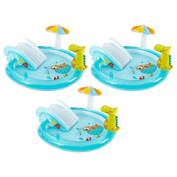 Intex Gator Outdoor Inflatable Kiddie Pool Water Play Center (3 Pack)